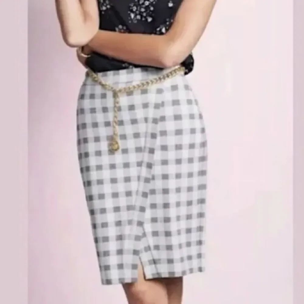 CAbi Gray Checked Valentina Pencil Skirt